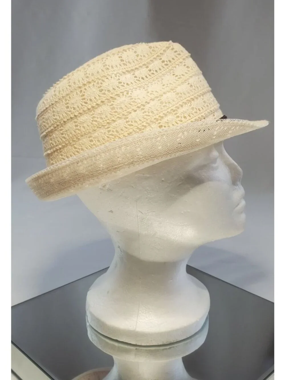 Capelli New York Kids Crochet Straw Fedora Hat Cream Summer Beach Resort OSFM
